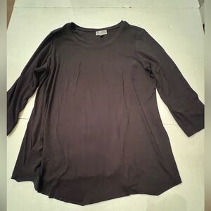 J M COLLECTION WOMEN SIZE 1X DEEP BLACK SCOOP NECK TEE WITH 3/4 LENGTH SLEEVES